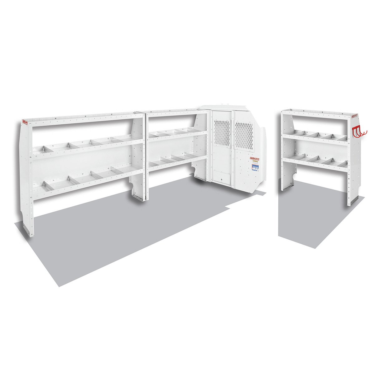 Commercial Shelving — Transit Low Roof 148″ WB — layout overview