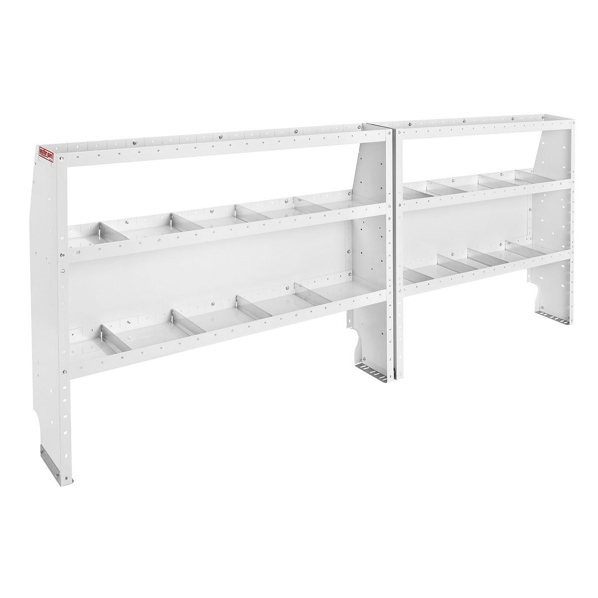 Commercial Shelving — Transit Low Roof 148″ WB — driver-side shelving layout