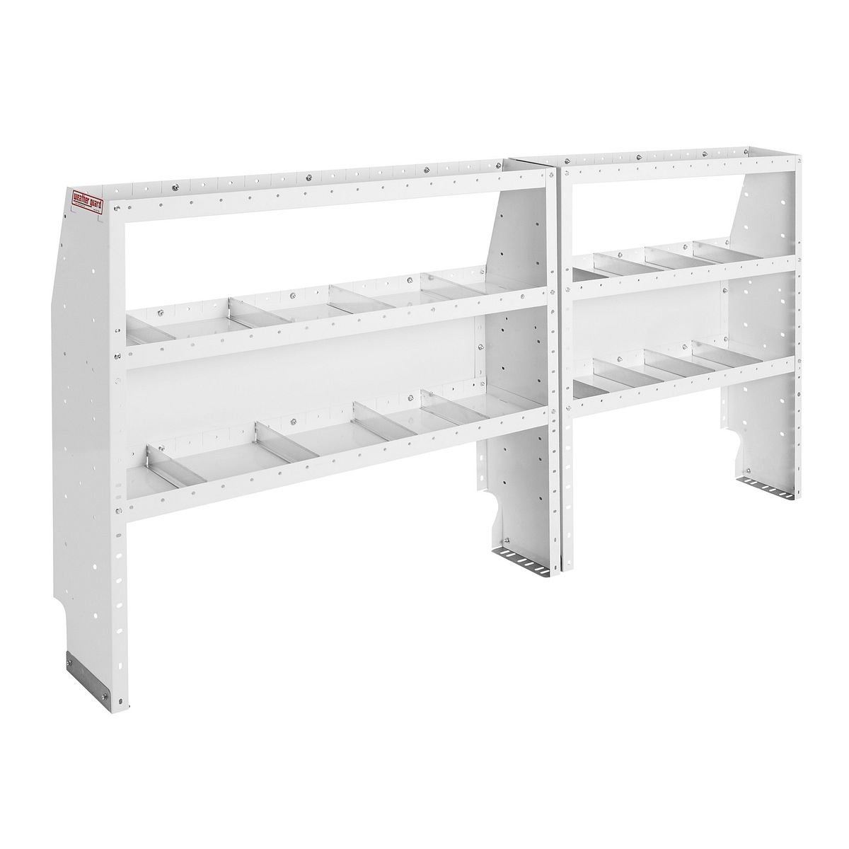 Driver-side shelving in WEATHER GUARD 600-8110R Transit Low Roof 130-inch layout