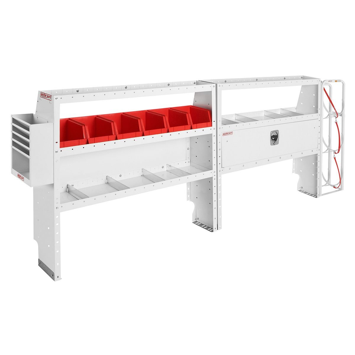 HVAC & Mechanical — Ford Transit Low Roof 148″ WB — driver-side shelving layout