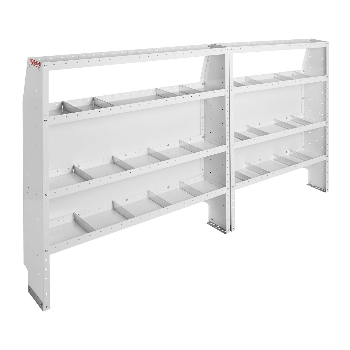 Commercial Shelving — Transit High Roof 148″ WB — driver-side shelving layout