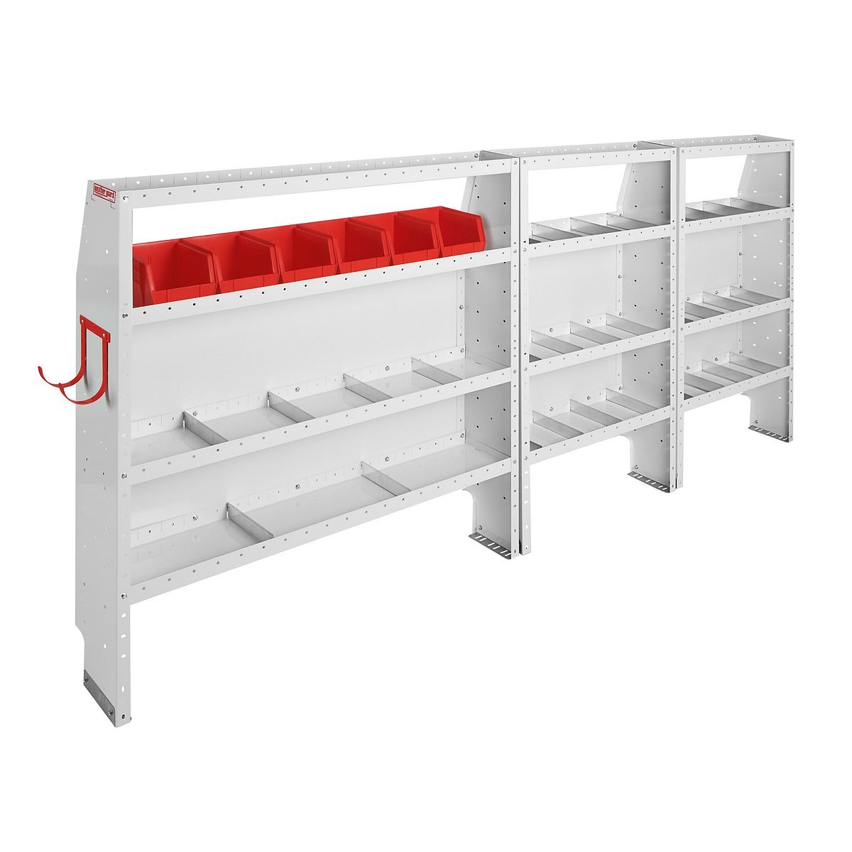 General Service & Contractor — Ford Transit High Roof 148″ WB Extended Body — driver-side shelving layout