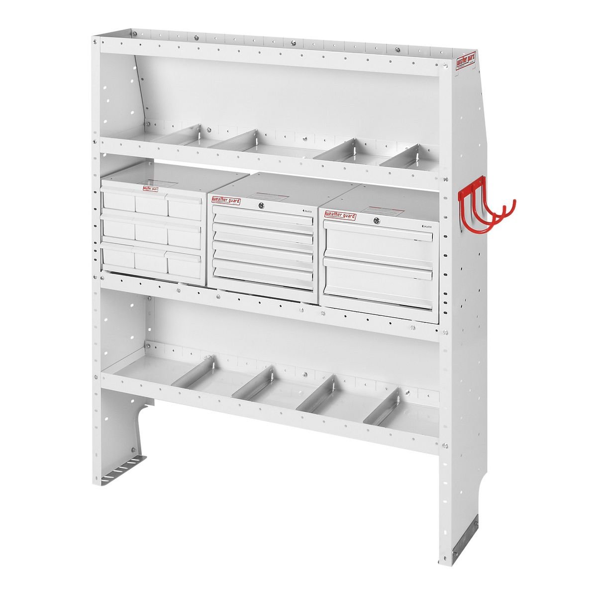 General Service & Contractor — Ford Transit High Roof 148″ WB Extended Body — passenger-side shelving layout