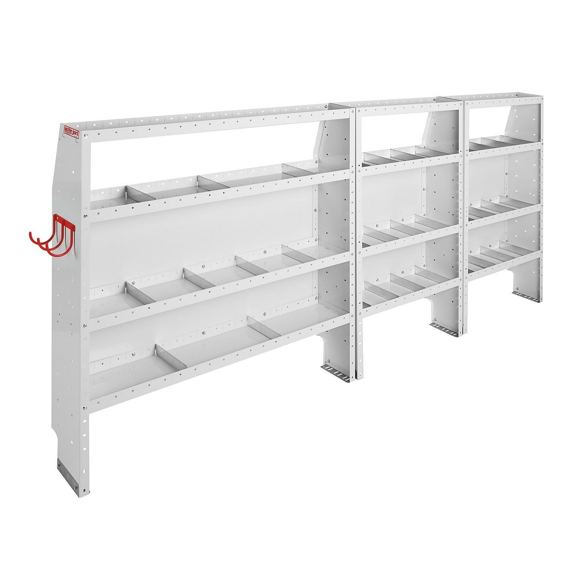 Cable & Plumber — Ford Transit High Roof 148″ WB Extended Body — driver-side shelving layout
