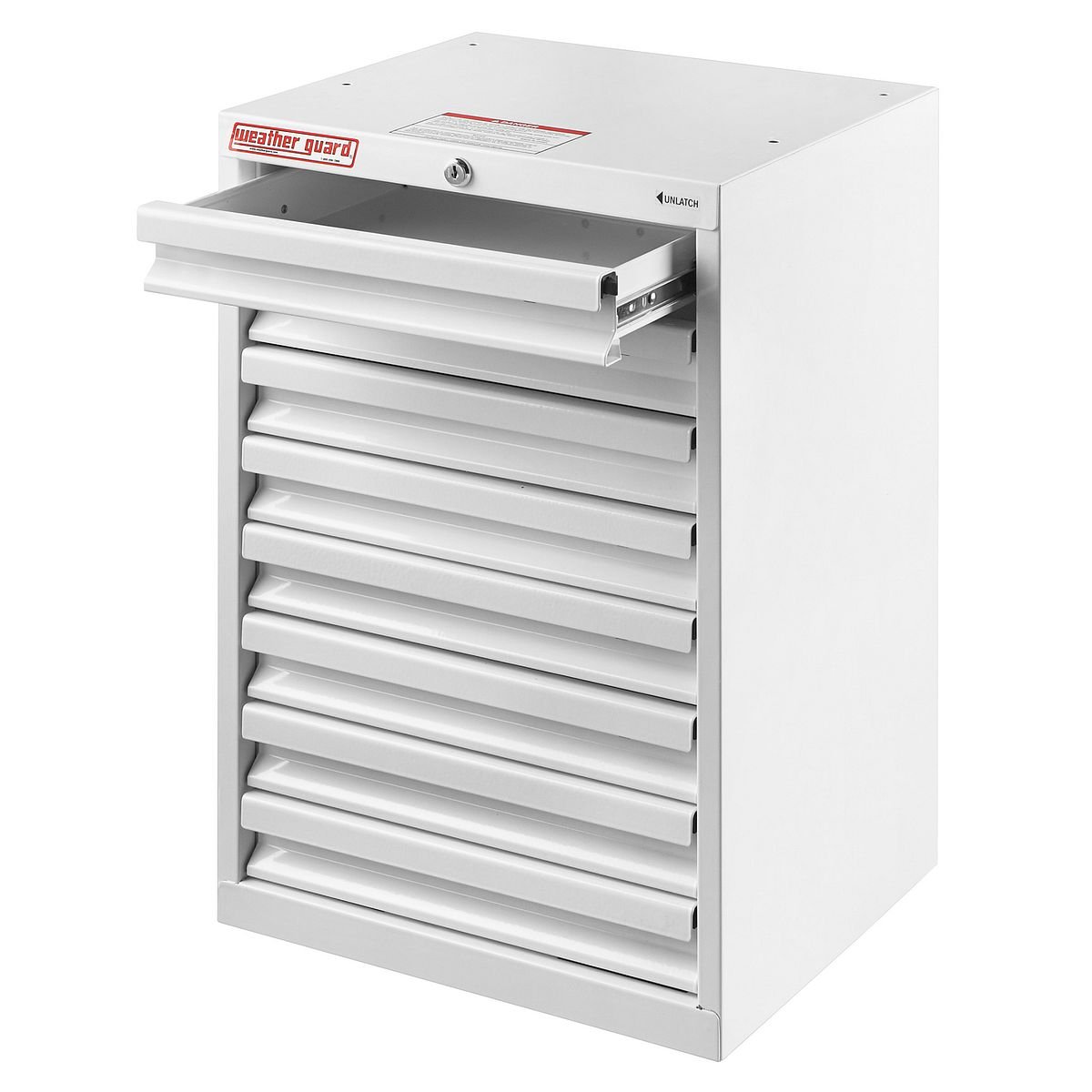 WEATHER GUARD 8-Drawer Van Cabinet — 16-inch Wide, 24-inch High (9928-3-02) — drawers open