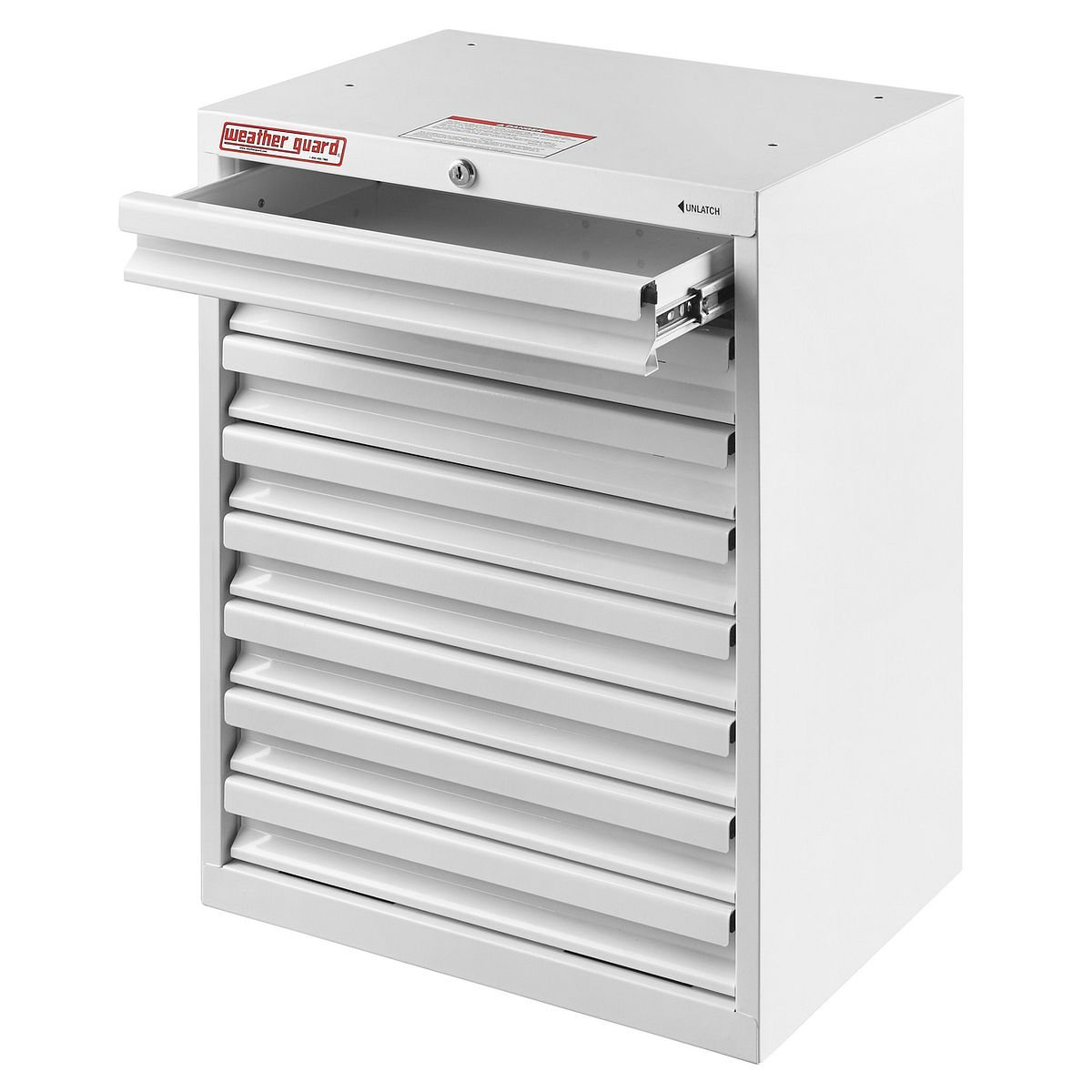 WEATHER GUARD 8-Drawer Van Cabinet — 18-inch Wide, 24-inch High (9988-3-01) — drawers open