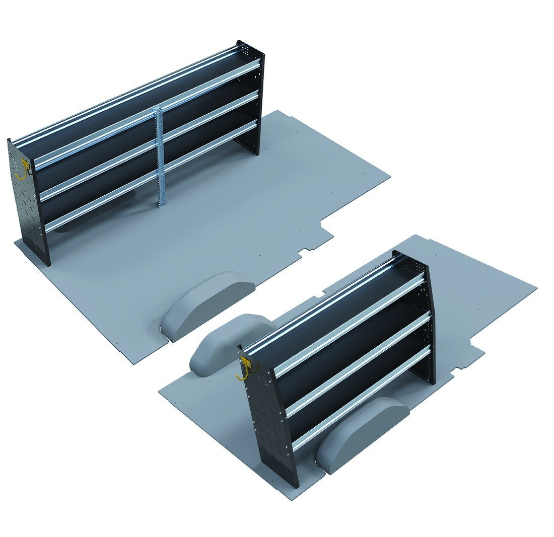 Ford brochure reference showing both driver-side and passenger-side fixed shelving; included side depends on order code