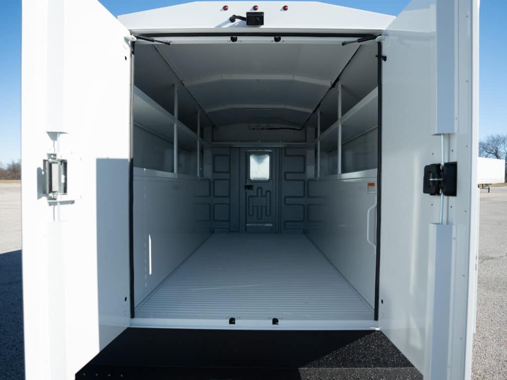 Knapheide Aluminum KUV cargo interior on a Transit-based build