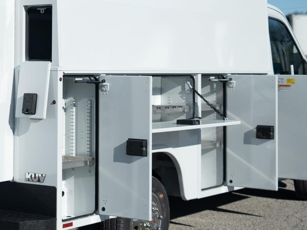 Knapheide Aluminum KUV adjustable shelves and exterior storage compartments